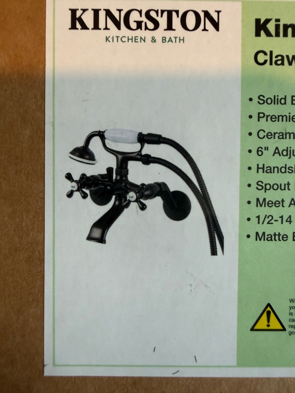 Kingston Matte Black Clawfoot Tub Faucet with Hand Shower and Cross Handles